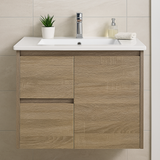 Royce 750LA1 Wall Hung Vanity 460mm  – Timber Look Melamine Finish with Soft Close Drawers