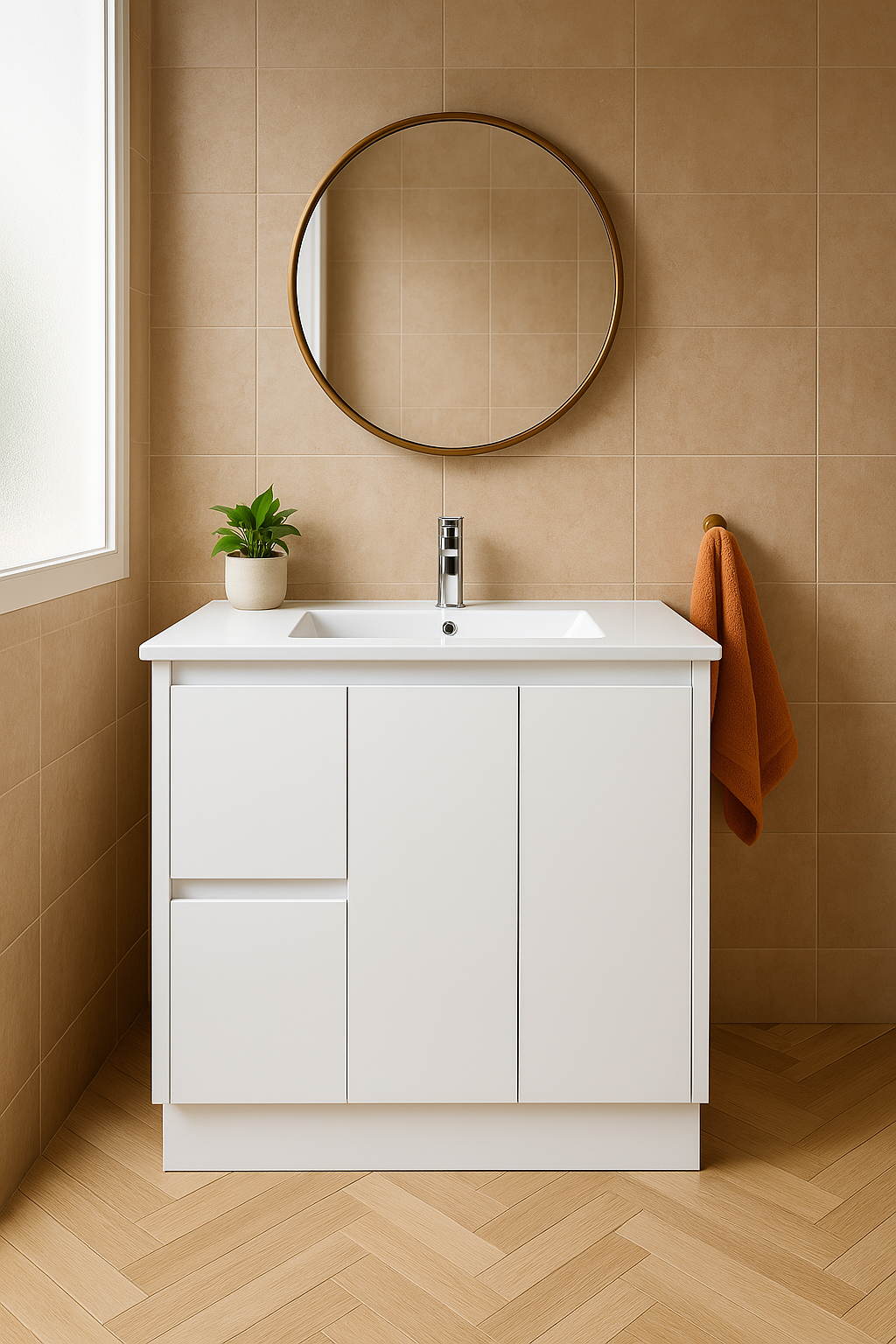 Sammy 900WL Freestanding 460mm  Vanity – Gloss or Matt 2-Pack Finish with Soft Close Drawers