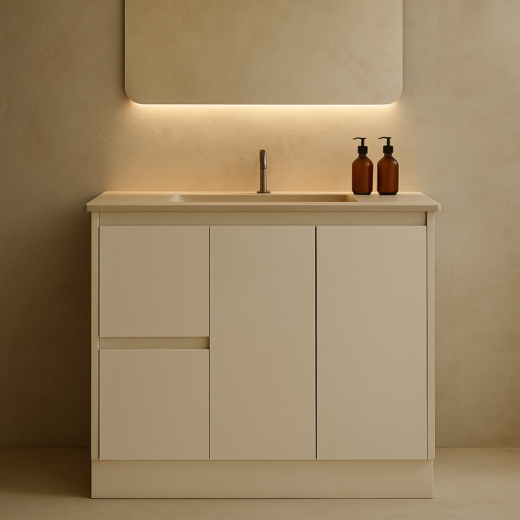 Sammy 900WL Freestanding 460mm  Vanity – Gloss or Matt 2-Pack Finish with Soft Close Drawers