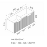Duplex 520mm Wall Hung Vanity 1500mm DB – Grooved Panel Design with Organisers