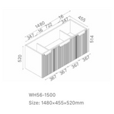 Duplex 520mm Wall Hung Vanity 1500mm – Grooved Panel Design with Organisers