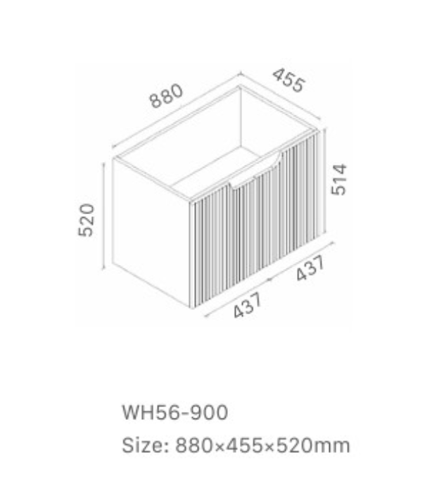 Duplex Wall Hung Vanity 900mm – Grooved Panel Design with Organisers