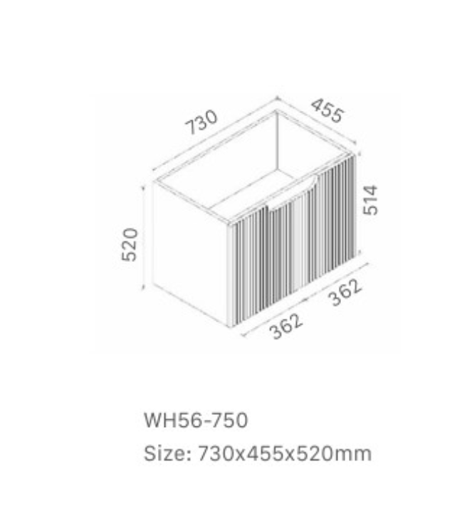Duplex 750mm Wall Hung Vanity – Grooved Panel Design with Organisers