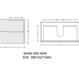 Elena 460mm Wall Hung Vanity 900mm– Grooved Panel Design in Antica Timber, Matt White & Matt Black