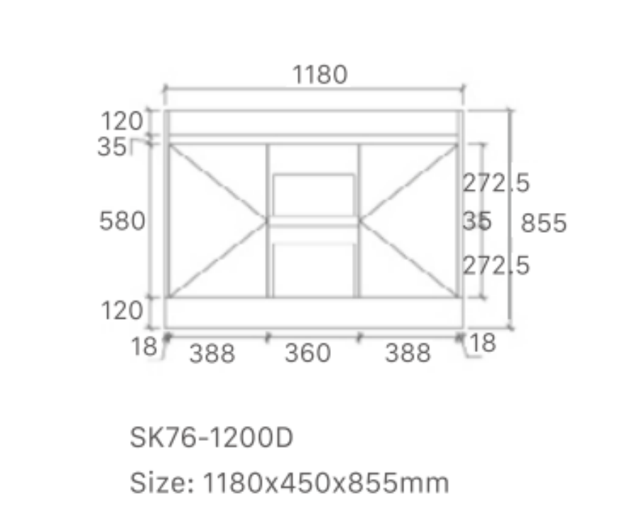 Quinn 1200WD Freestanding 460mm Vanity Modern European Design With Double Bowl