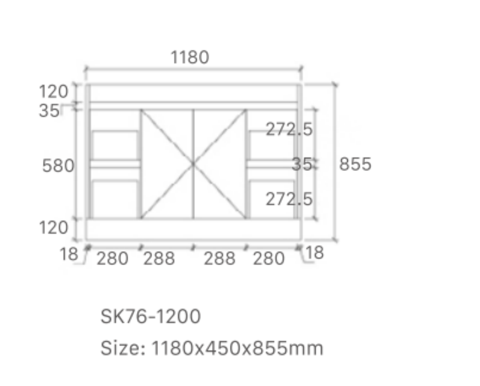 Quinn 1200W Freestanding 460mm Vanity Modern European Design