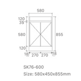 Quinn 600W Freestanding 460mm Vanity Modern European Design