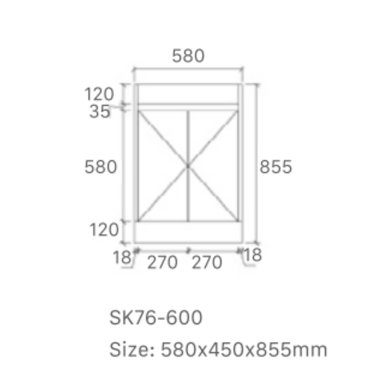 Quinn 600W Freestanding 460mm Vanity Modern European Design