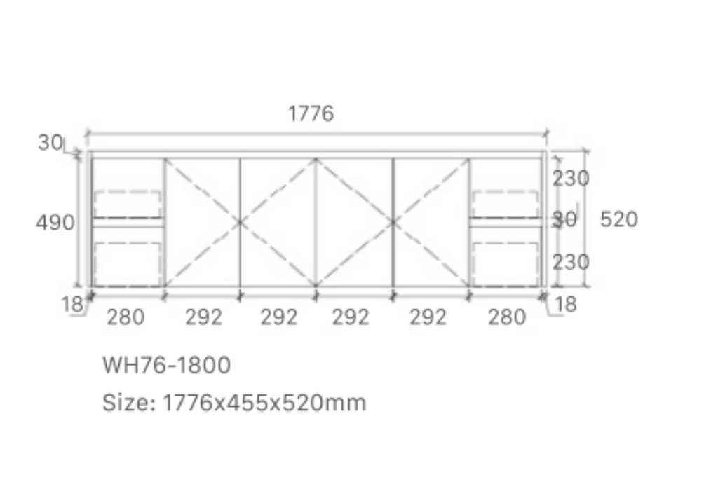 Luna 1800W-SD Wall Hung Vanity