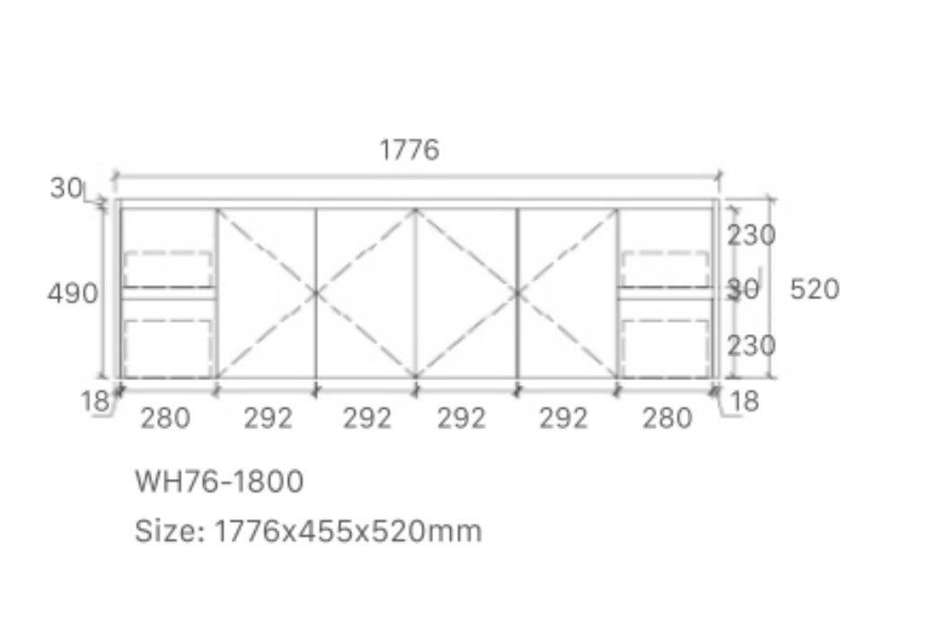Luna 1800W-SD Wall Hung Vanity