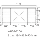 Luna 1200WD-SD Wall Hung Vanity 460mm  – Modern Floating Bathroom Cabinet