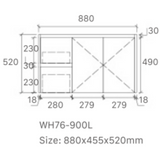 Luna 900WL-SD Wall Hung Vanity 460mm  – Modern Floating Bathroom Cabinet