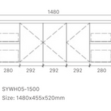 Royce 1500SA1 Wall Hung Vanity 460mm  – Timber Look Melamine Finish with Soft Close Drawers