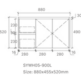 Royce 900LA1 Wall Hung Vanity 460mm  – Timber Look Melamine Finish with Soft Close Drawers