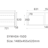 Mina 1500SA1 Wall Hung Vanity 460mm – Timber Look Melamine Finish with Soft Close Drawers