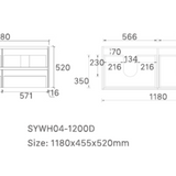 Mina 1200DA1 Wall Hung Vanity 460mm – Timber Look Melamine Finish with Soft Close Drawers