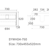 Mina 750A1 Wall Hung Vanity 460mm – Timber Look Melamine Finish with Soft Close Drawers
