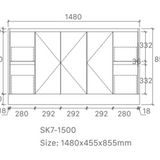 Sammy 1500W Freestanding 460mm  Vanity – Gloss or Matt 2-Pack Finish with Soft Close Drawers