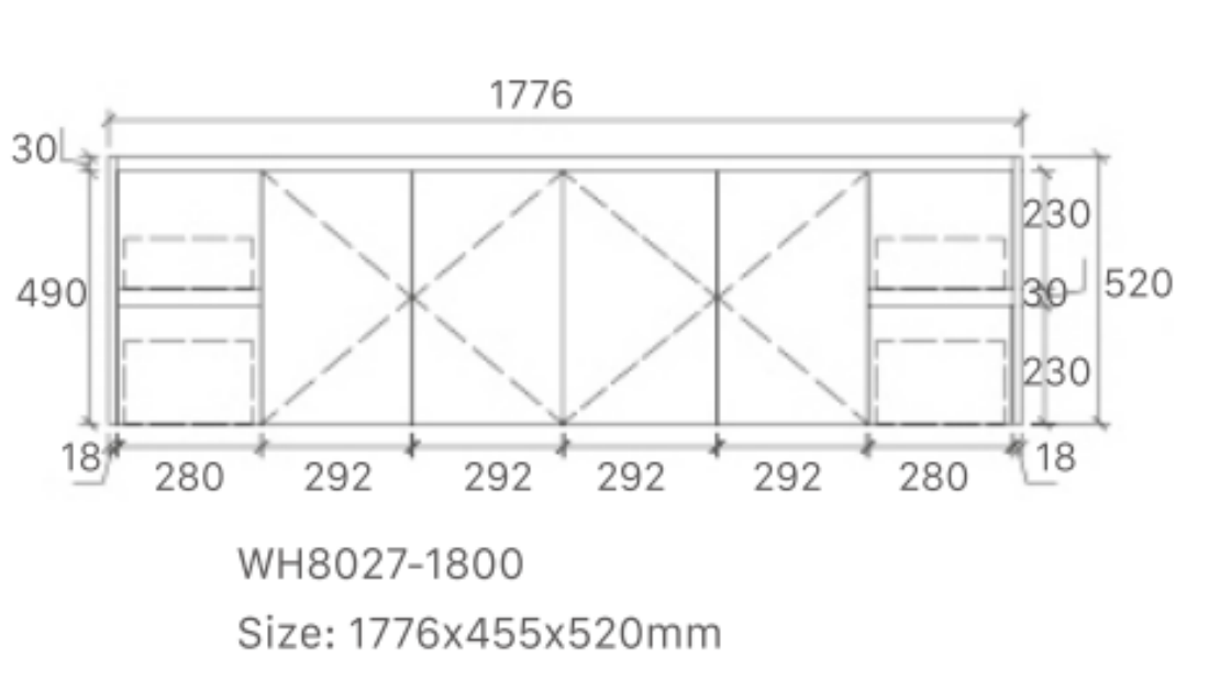 Willow 1800W Vanity  Wall Hung 460mm Vanity – Gloss or Matt 2-Pack Finish with Soft Close Drawers