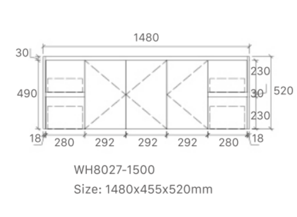 Willow 1500W Vanity  Wall Hung 460mm Vanity – Gloss or Matt 2-Pack Finish with Soft Close Drawers