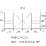 Willow 1200W Willow 1800W Vanity  Wall Hung 460mm Vanity – Gloss or Matt 2-Pack Finish with Soft Close Drawers