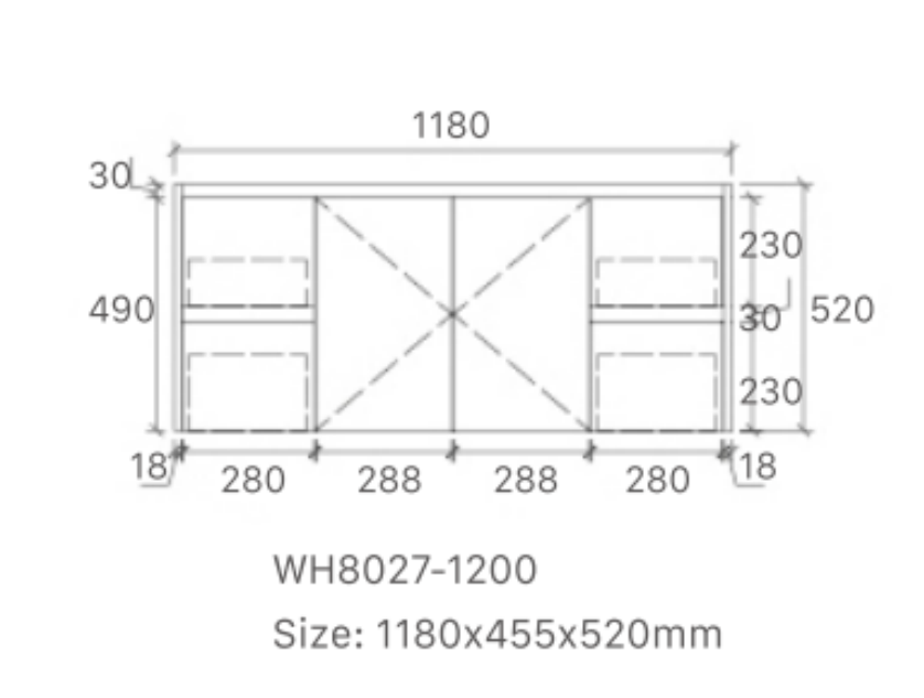 Willow 1200W Willow 1800W Vanity  Wall Hung 460mm Vanity – Gloss or Matt 2-Pack Finish with Soft Close Drawers