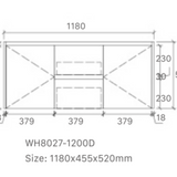 Willow 1200mm Vanity  Wall Hung 460mm Vanity – Gloss or Matt 2-Pack Finish with Soft Close Drawers With Double Bowl