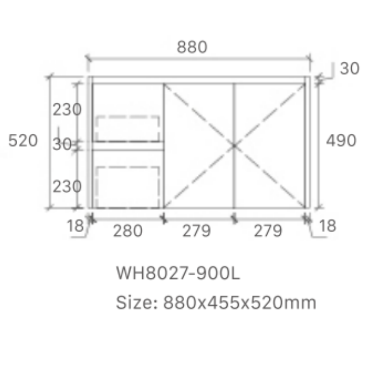 Willow 900WL Vanity  Wall Hung 460mm Vanity – Gloss or Matt 2-Pack Finish with Soft Close Drawers