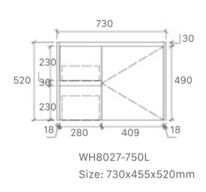 Willow 750W Vanity Wall Hung 460mm Vanity – Gloss or Matt 2-Pack Finish with Soft Close Drawers