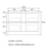 Core 1200W Freestanding Vanity 460mm – Gloss White Finish with Soft Close Drawers