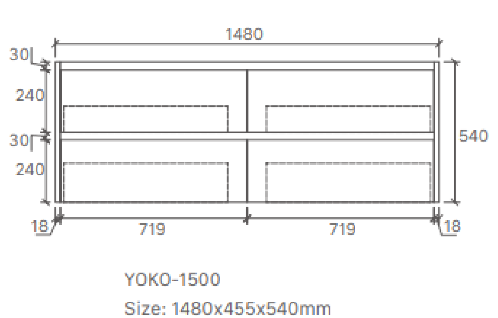 Yoko 1500SW Wall Hung Vanity 460mm  – Gloss or Matt Finish with Premium Soft Close Drawers