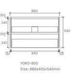 Yoko 900W Wall Hung Vanity 460mm  – Gloss or Matt Finish with Premium Soft Close Drawers