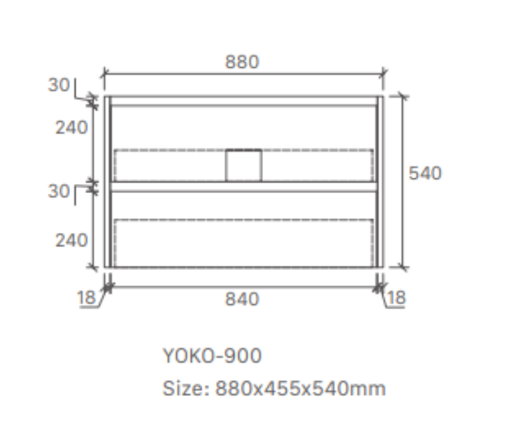 Yoko 900W Wall Hung Vanity 460mm  – Gloss or Matt Finish with Premium Soft Close Drawers