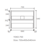 Yoko 750W Wall Hung Vanity 460mm  – Gloss or Matt Finish with Premium Soft Close Drawers