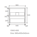 Yoko 600W Wall Hung Vanity 460mm  – Gloss or Matt Finish with Premium Soft Close Drawers