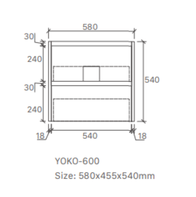Yoko 600W Wall Hung Vanity 460mm  – Gloss or Matt Finish with Premium Soft Close Drawers