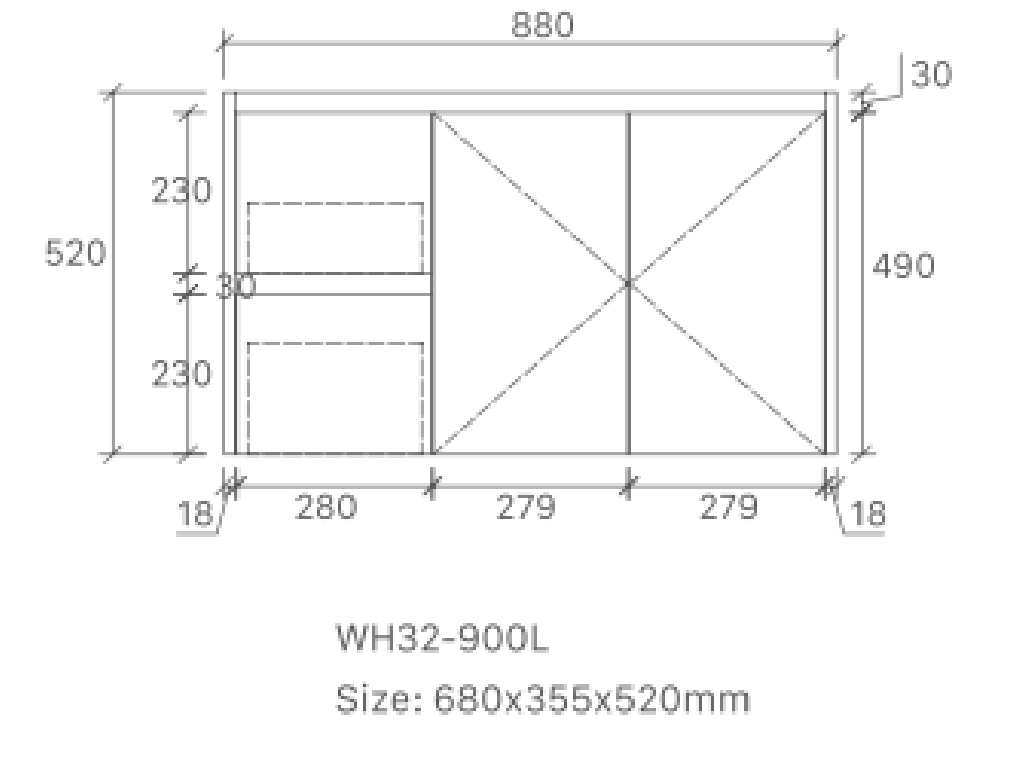 Sierra 900 Wall Hung 360mm  Vanity – Gloss or Matt Finish with Soft Close Drawers