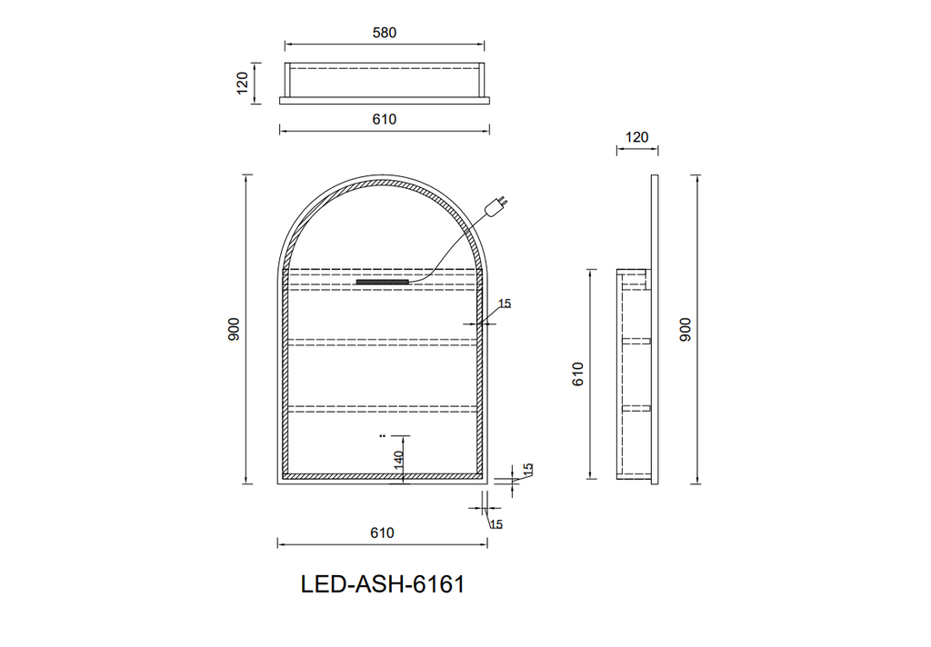 ARCH LED Shaving Cabinet – Arched Mirror with Soft Closing Door in Natural Timber or Matt White