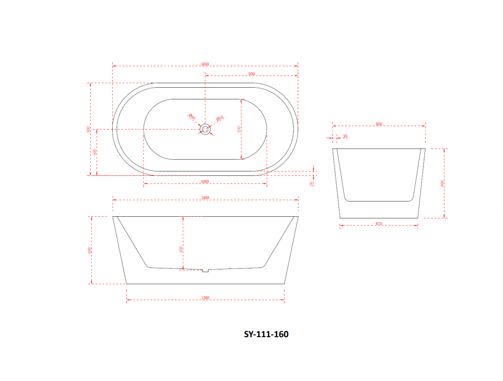 Charming Freestanding Bath – Elegant Slim Edge Acrylic Bathtub (1500mm / 1600mm / 1700mm)