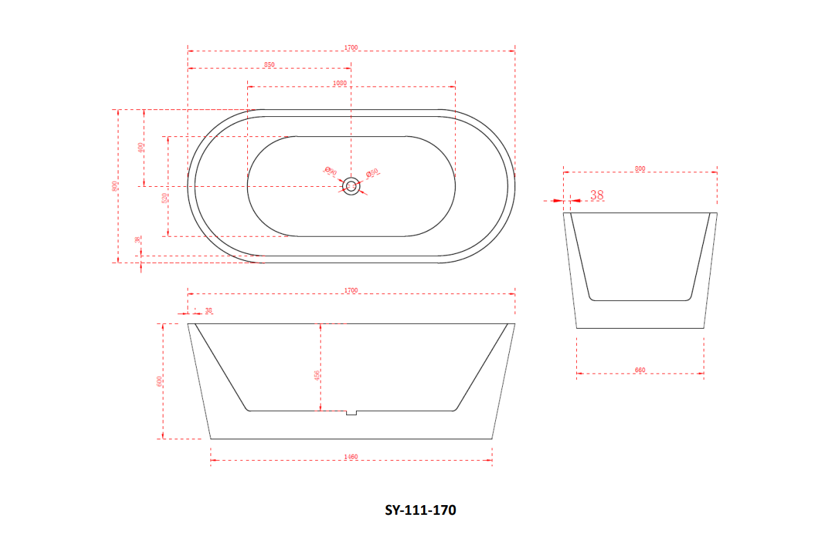 Charming Freestanding Bath – Elegant Slim Edge Acrylic Bathtub (1500mm / 1600mm / 1700mm)