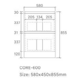 Core 600W Freestanding Vanity 460mm – Gloss White Finish with Soft Close Drawers