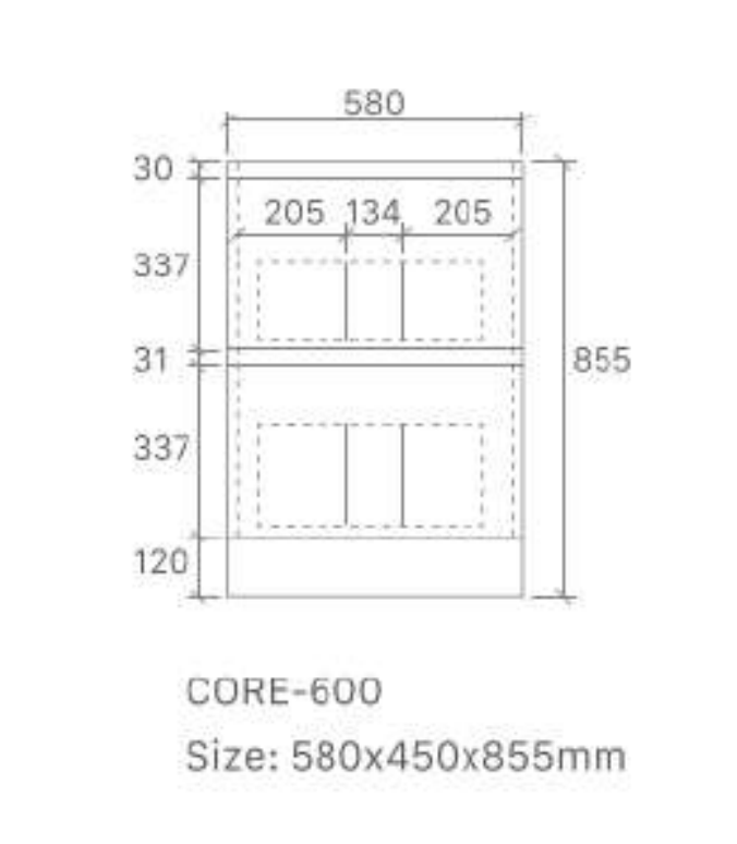 Core 600W Freestanding Vanity 460mm – Gloss White Finish with Soft Close Drawers
