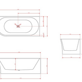 Harper 1700mm Freestanding Acrylic Bath – Back to Corner (Left or Right) Installation