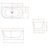 Harper 1500mm Freestanding Acrylic Bath – Back to Corner Left/Right Installation