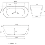 HENLEY Matte White Freestanding Bath – 1700mm Textured Oval Tub