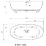 Leah 1650mm Freestanding Bath – Seamless Modern Oval Bathtub in Matte White