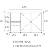 Royce 900RA1 Wall Hung Vanity 460mm  – Timber Look Melamine Finish with Soft Close Drawers