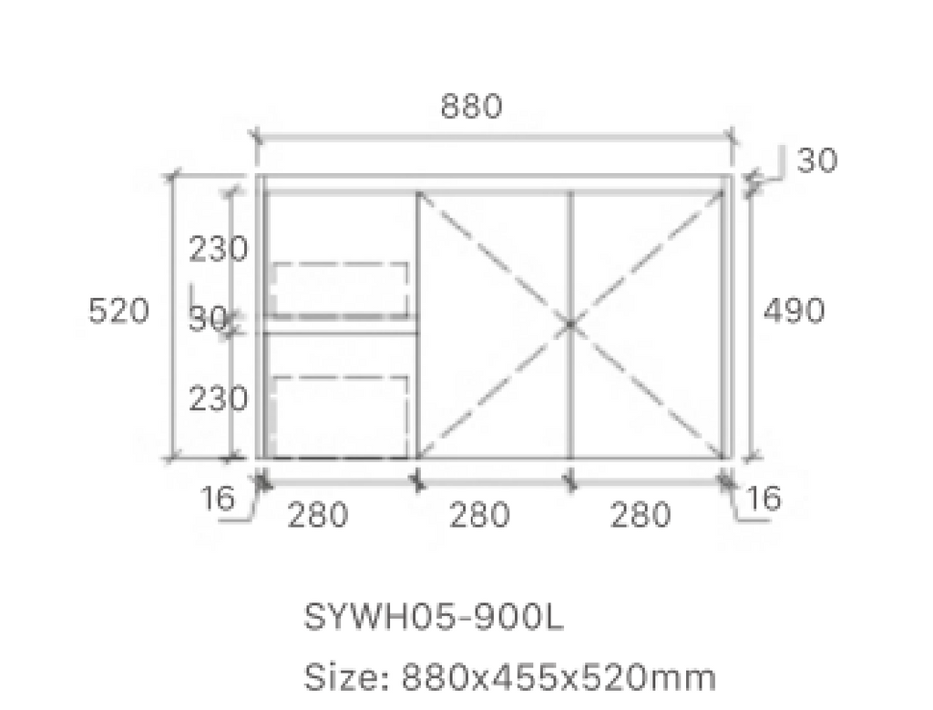 Royce 900RA1 Wall Hung Vanity 460mm  – Timber Look Melamine Finish with Soft Close Drawers