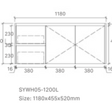 Royce 1200RA1 Wall Hung Vanity 460mm  – Timber Look Melamine Finish with Soft Close Drawers