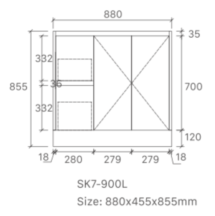 Sammy 900W Freestanding 460mm  Vanity – Gloss or Matt 2-Pack Finish with Soft Close Drawers